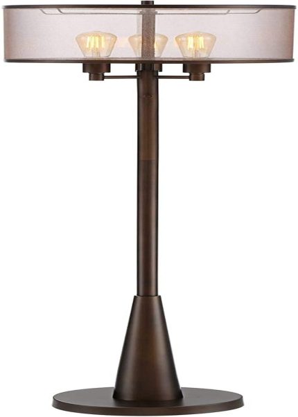 Durango Rustic Farmhouse Vintage Standing Floor Lamp 3-Light 62" Tall Oiled Bronze Brown Sheer Shade Antique LED Bulbs for Living Room Reading House Bedroom Home Office - Franklin Iron Works