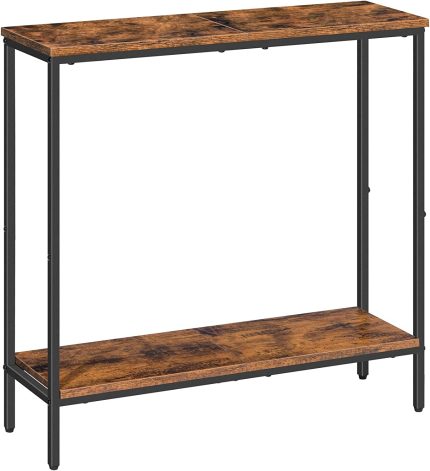 29.5 Inches Console Table, Narrow Entryway Table with Shelf, Small Sofa Table, Side Table, Display Table, for Hallway, Living Room, Bedroom, Foyer, Rustic Brown and Black BF22XG01