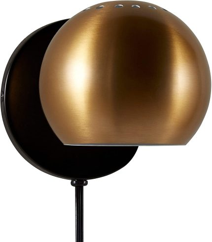 Mid Century Modern Wall Mounted Plug-In Sconce, 7.25"H, Gold