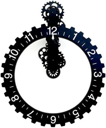 Kikkerland Big Wheel Hour Wall Clock, Black