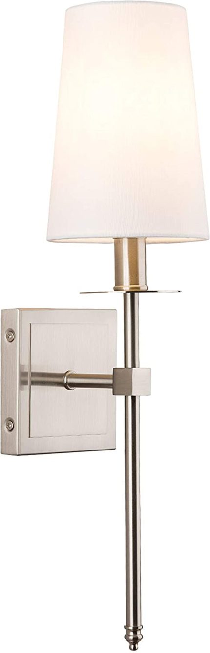 Linea di Liara Torcia Brushed Nickel Wall Sconces with Shade Wallchiere Wall Lamp for Bedroom Hallway and Bathroom Sconce Lighting Fixture, UL Listed