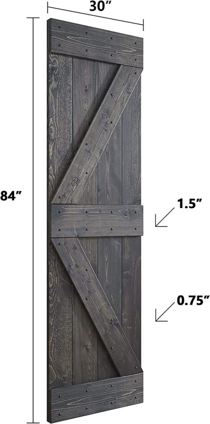 COAST SEQUOIA 48 in/60in/72in/84in X 84 in K Series DIY Knotty Wood Double Sliding Barn Door with Hardware Kit (60 in x 84 in, Carbon Gray)
