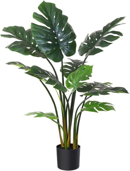 Fopamtri Artificial Monstera Deliciosa Plant 43" Fake Tropical Palm Tree, Perfect Faux Swiss Cheese Plant for Home Garden Office Store Decoration, 11 Leaves