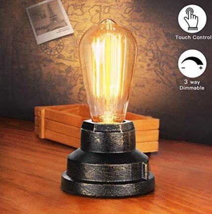 Boncoo Touch Control Table Lamp Vintage Desk Lamp Small Industrial Touch Light Bedside Dimmable Nightstand Lamp Steampunk Accent Light Lamp Base Antique Night Light for Living Room Bedroom