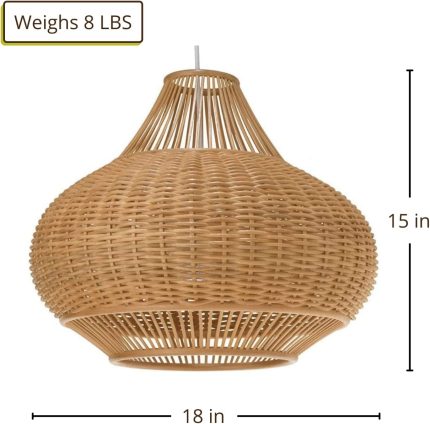 KOUBOO 1050029 Wicker Pear Pendant Lamp, 18" x 18" x 15", Natural