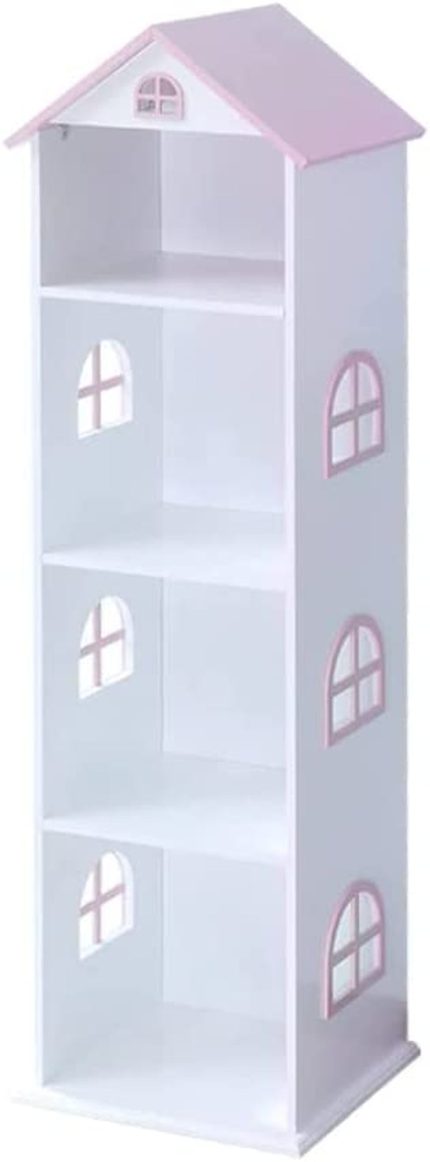 Kids Funnel Manhattan Pink Dollhouse Bookcase Pink Quality MDF H(55.1) x W(13.8) x L(15.8) Inch