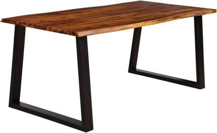 Rectangular Acacia Wood Dining Table Rustic Indoor &Outdoor Furniture (Rustic Brown&Black)
