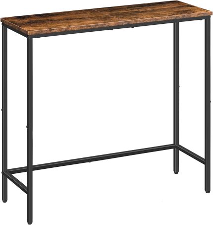 Narrow Console Table, 29.5 Inches Entryway Table, Small Sofa Table, Side Table, Display Table, for Hallway, Bedroom, Living Room, Foyer, Rustic Brown and Black BF75XG01