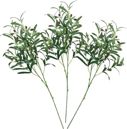 JD ARTIFICIAL PLANTS 3PCS 38" Artificial Olive Branches with Fruits Fake Greenery Plants Twig Picks for Home Décor Office Restaurant Wedding Garden Patio Shop Window Photography Props（3 in Pack）