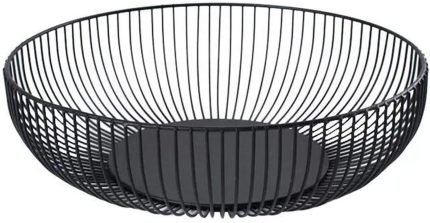 Fruit Bowl for Kitchen Counter Large Round Black Mesh Wire Fruit Vegetable Bowl Basket for Table Centerpieces (Hemisphere)