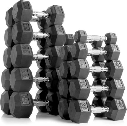 XMark Hex Dumbbell Set 5 lb to 50 lbs and Storage Rack or Dumbbell Storage Rack