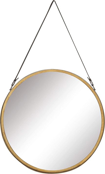 Deco 79 Modern Metal Round Wall Mirror, 20" x 2" x 33", Gold