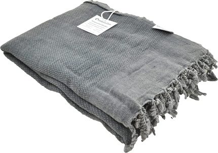 Stonewashed Turkish Throw Blanket in Charcoal Grey / Faded Black, Soft, Cozy and Lightweight, Perfect for Use as a Love Seat or Sofa Throw, Partical Bed Cover, Beach Blanket or Yoga Blanket