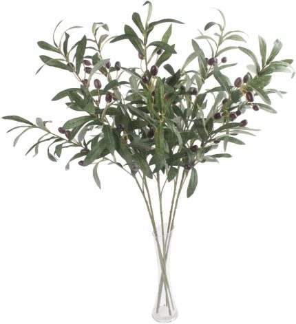 JAROWN Artificial Olive Branch Stems 5pcs 28 Inch