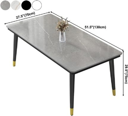 Marble Table, XINDAR Industrial Standard Rectangle Shape Dining Table Sintered Stone Top Dining Table for Kitchen (Black/Gold, 47.2" L x 23.6" W x 29.5" H)