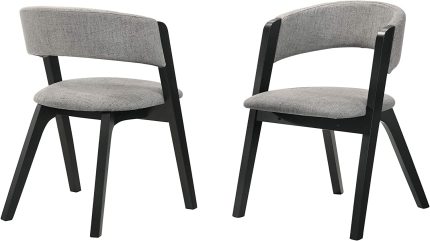 Rowan Mid-Century Modern Accent Dining Chair Finish Fabric-Set of 2, 21" Wide, Black/Grey