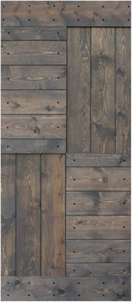 Mr. Wood 36in X 84in S Series Knotty Pine Wood Interior Sliding Barn Door Slab DIY Sliding Door (Door ONLY) (Smoky Gray)