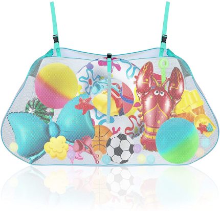 Pool Storage Bag Pool Toy Storage Swimming Pool Bag Large Hanging Net Bag Swimming Pool Accessories Toy Organizer for Inflatables, Pool Toys, Floats, Football, Basketballs, Garage Supplies(Blue-green)