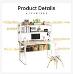 Computer Desk with Bookshelf, Upgraded Home Office Desk Spacious Desktop with Hutch Shelves, Metal Stable Structure White Stylish Desk Study Writing Work Easy Assemble (80 * 50CM(31.5 * 19.7 Inches))