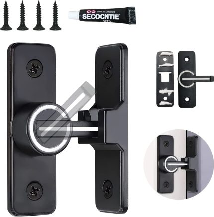 Barn Door Lock，Sliding Barn Door Lock,Barn Door Latch, Sliding Barn Door Latch Suitable for Barn Door（Can be Punched or Not Punched）