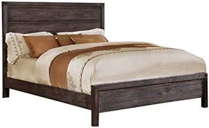 BOWERY HILL King Panel Bed in Rustic Brown