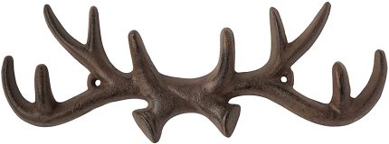 Comfify Vintage Cast Iron Deer Antlers Wall Mounted Hooks | Antique Finish Metal Clothes Hanger Rack w/Hooks for Coats, Jackets, Purses and More | Includes Screws and Anchors | in Rust Brown
