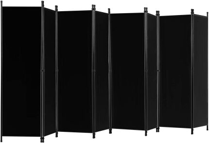 Room Divider 8-Panel Folding Portable Office Walls Divider, Folding Privacy Screens Reduce Ambient Noise in Workspace, Classroom and Healthcare Facilities - 157 W X 16" D x 71" H （Black）