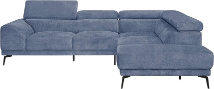 Lexicon Courtney 112" x 91" Fabric Sectional Sofa, Blue
