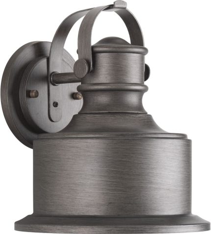 Callahan LED Collection 1-Light Antique Pewter Metal Shade Farmhouse Outdoor Small Wall Lantern Light Antique Pewter
