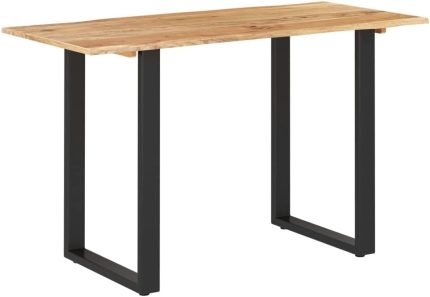 YEZIYIYFOB 46.5" Dining Table Rectangular Solid Wood Top with Steel Legs Metal Frame Black Industrial and Rustic Style for Kitchen Meal, Dining Room or Living Room 46.5"x22.8"x29.9" Solid Acacia Wood