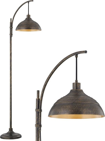 WOXXX Industrial Floor Lamp Modern Rustic Task Floor Lamp in Aged Bronze Finish, Standing Lamp Farmhouse arc Floor Lamps for Living Room Bedrooms Office Vintage Arched Bright Tall Reading lamp