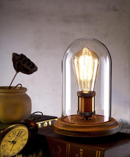 Surpars House Farmhouse Table Lamp, Vintage Desk Decor with Glass Shade, Bulb Included