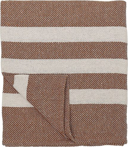 Bloomingville Knit Rust with White Stripe Cotton Throw, 60" x 50", Brown