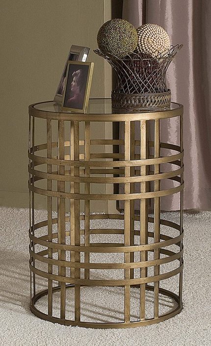 FirsTime & Co. Weave Side Table, 22H x 16.75" W x 16.75" D, Antique Gold