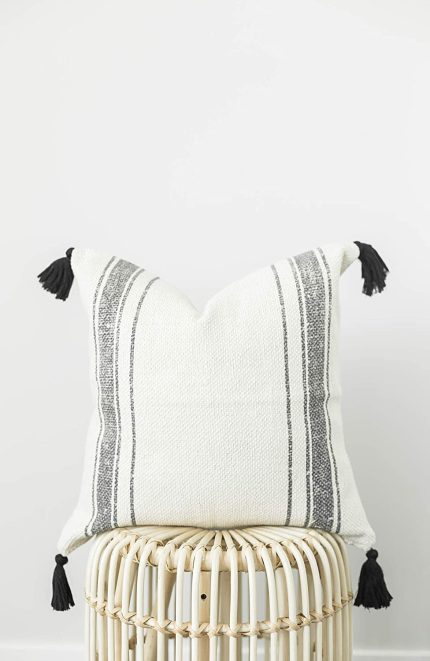 Woven Nook Decorative Tassel Throw Pillow Covers, Luca Set, Pack of 2 (18" x 18")
