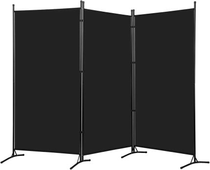 Hommpa 3 Panel Room Divider 102'' W X 71''H Folding Privacy Screen Movable Room Divider Screen Hanging Room Divider Wall Dividers for Home Office Bedroom Dining Room Black