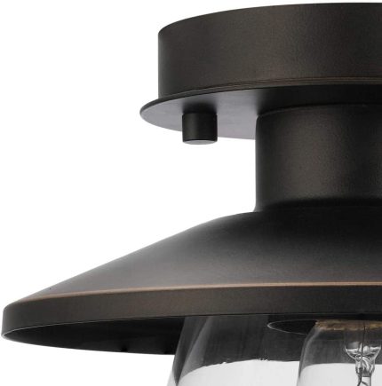 Globe Electric 64846 Nate Light Semi-Flush Mount, Oil Rubbed Bronze with Clear Glass Shade, 8"