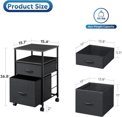 DEVAISE 2 Drawer Mobile File Cabinet, Rolling Printer Stand With Open ...