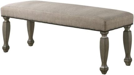 Furniture Breda Upholstered Nailhead Bench, Antique Gray