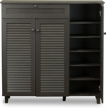 Pocillo Wood Shoe Storage Cabinet, Brown