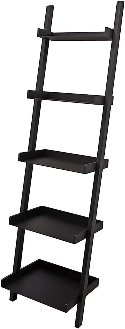 Kiera Grace Modern 5-Tier Wood Ladder Bookshelf, Black