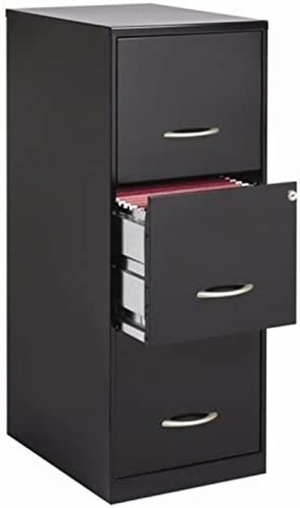 Bowery Hill 3 Drawer Metal Letter File Cabinet in Black