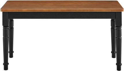 MUSEHOMEINC Two Tone Farmhouse Style Solid Wood Bench, Black/Espresso