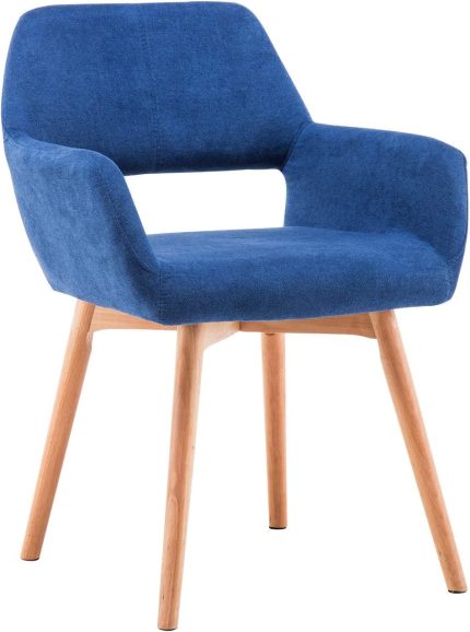Homy Grigio Modern Living Dining Room Accent Arm Chairs Club Guest with Solid Wood Legs (Set of 1,Blue)