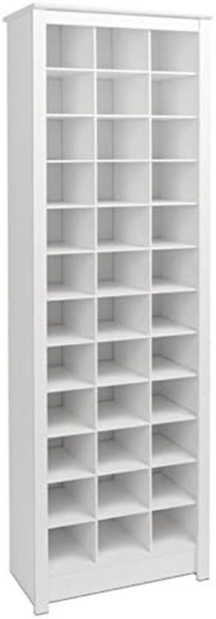 Pemberly Row 36 Cubby Shoe Storage Cabinet in White