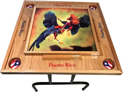 Gallos Domino Table with Puerto Rico Flag