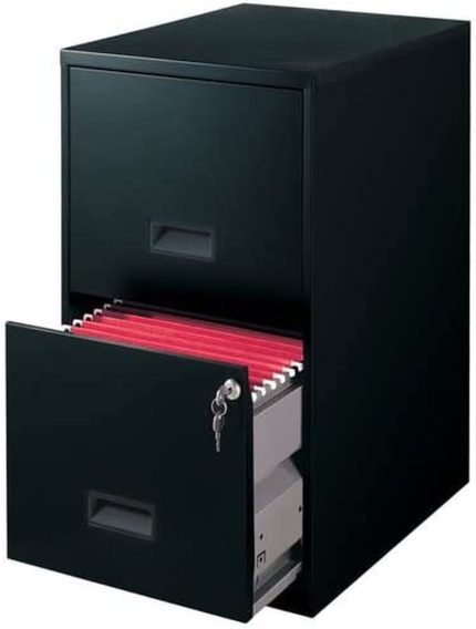 Cabinet 2-Drawer Steel File Cabinet with Lock, Black