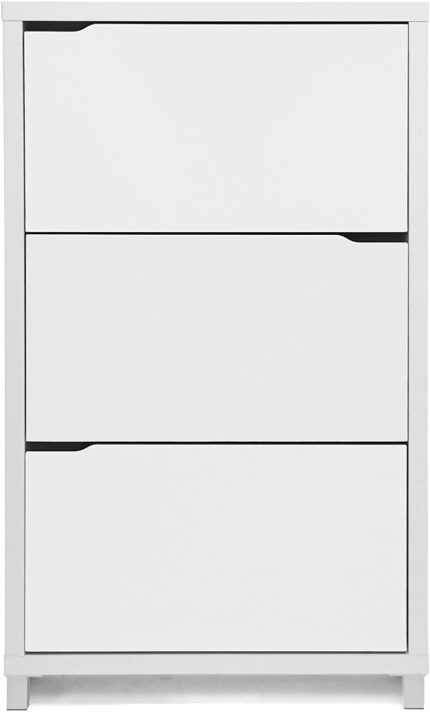 Simms 3 Tier Modern Shoe Cabinet, White