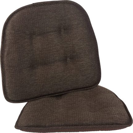Klear Vu Omega The Gripper Non-Slip Dining Cushion, Furniture-Safe Tufted Kitchen Chair, 15”x16” Seat Pad, 2 Pack, Chestnut 2 Count