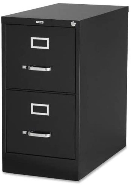 Lorell 2-Drawer Vertical File, 15 by 22 by 28, Black LLR42291